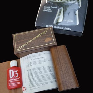 Vintage Discwasher System, Vinyl Record Cleaning Kit, LP on Turntable Cleaner, Static Eliminator