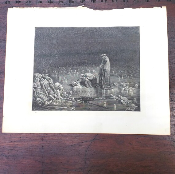 その他 gustave Antique Gustave Dore Art, Lake of Hell, Dante's Inferno 1866 Book