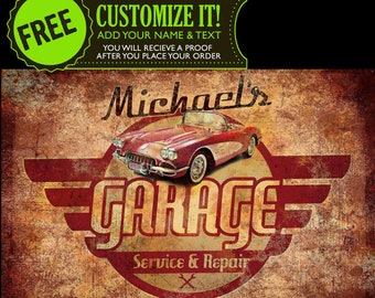 Vintage - Retro Garage Automotive Mechanic Personalized Car Service Repair Shop Sign or ANY BUSINESS Custom Metal Aluminum - Made in USA