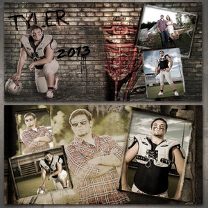 Grunge Senior Photo Book Save the Date Graduation Announcement Photo Book Card 12 Unique Photoshop Templates Download image 2