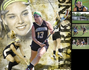 Custom Lacrosse Sports Poster Collage for ANY SPORT team or athlete - Sportrait Design and Poster Printing School Team Sports