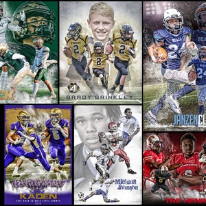 Custom Football Poster Collage for any sport team or athlete - Sportrait Design and Poster Printing High School and Youth Sports