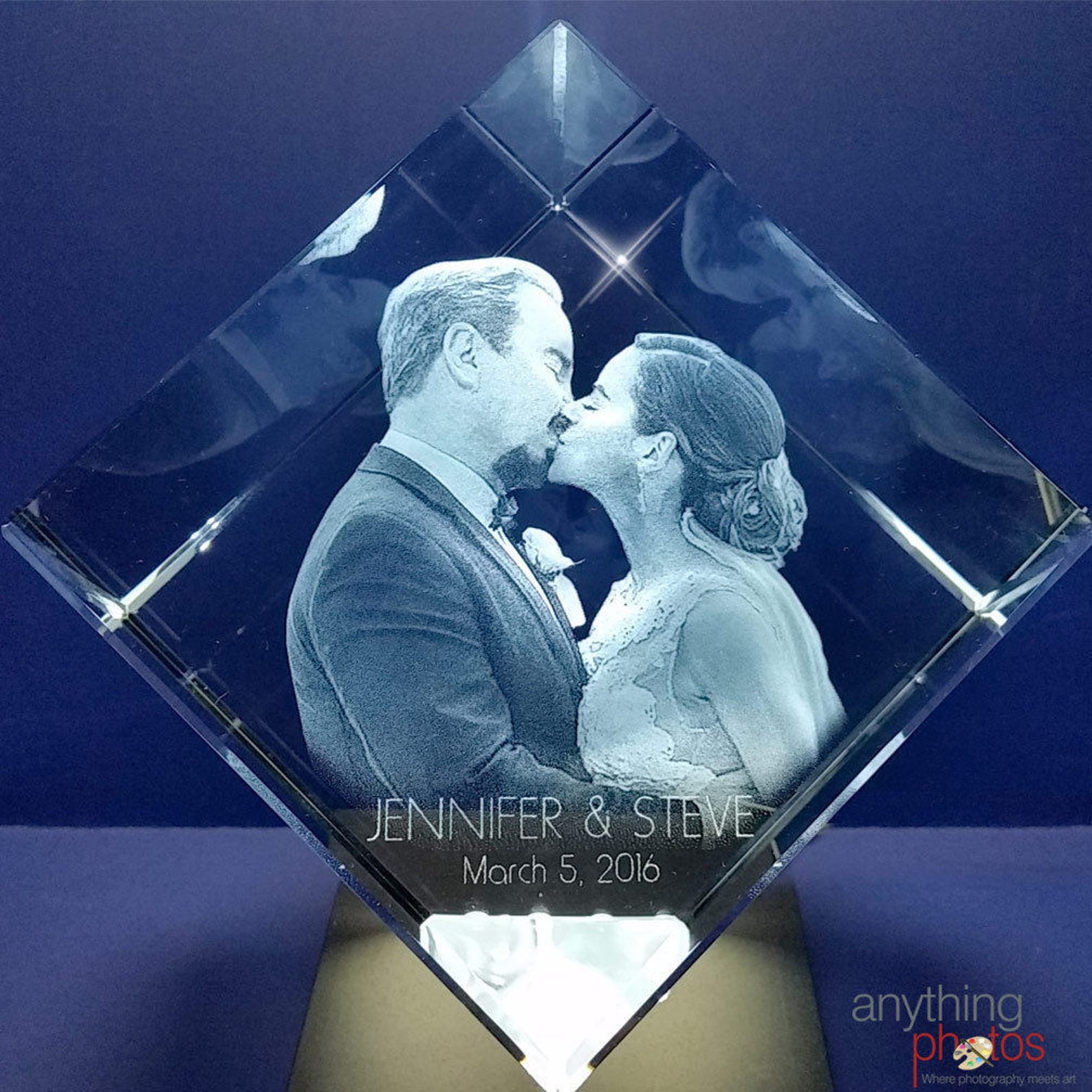 Cube photo en cristal 3D avec gravure laser photo Etsy France