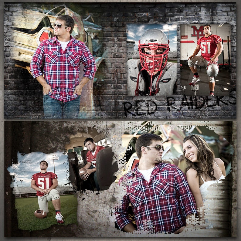 Grunge Senior Photo Book Save the Date Graduation Announcement Photo Book Card 12 Unique Photoshop Templates Download image 3