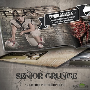 Grunge Senior Photo Book Save the Date Graduation Announcement Photo Book Card 12 Unique Photoshop Templates Download image 1
