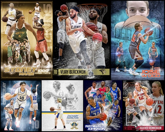 Custom Basketball Sports Poster Collage for ANY SPORT Team or Athlete  Sportrait Design and Poster Printing School Team Sports 