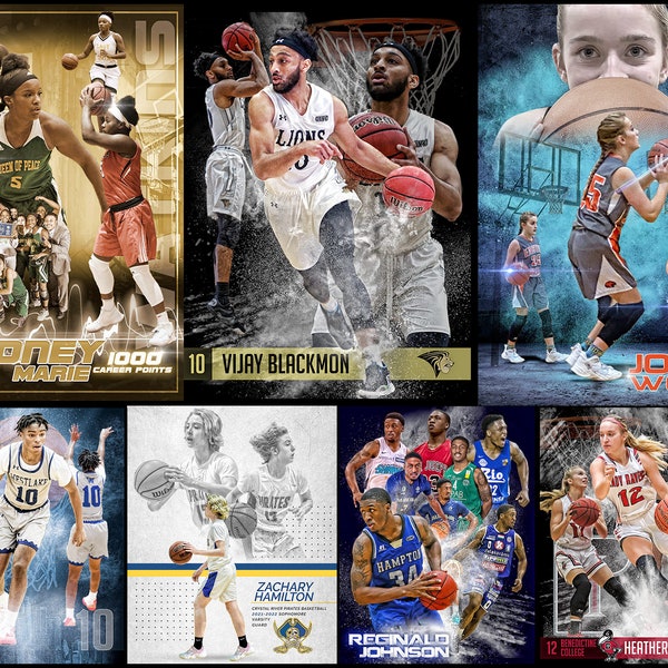 Custom Basketball Sports Poster Collage for ANY SPORT team or athlete - Sportrait Design and Poster Printing School Team Sports