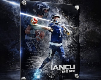 Custom Football Canvas Print from Photos | Personalized Athlete Wall Art | Senior Night Gift