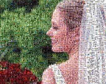 Photo Mosaic created custom from hundreds of photos from Wedding Photos or any personal photos