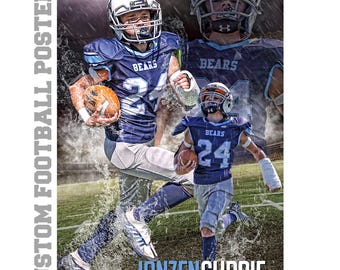 Custom Football Poster from Photos | Personalized Player Gift | Youth Sports Wall Art
