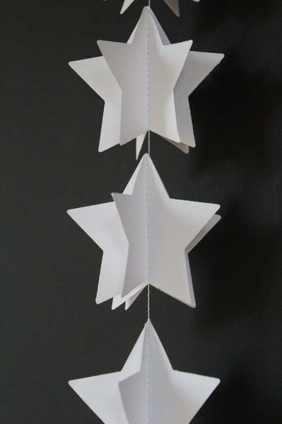 3D Girlande Papier Sterne / weiße Stern Girlande | Etsy