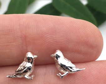Hand Crafted Solid Silver Bird Studs