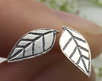 Hand Crafted Silver Leaf stud earrings