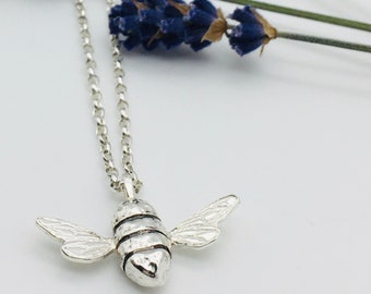 Solid Silver Bee Necklace