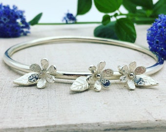 Silver Flower Bangle