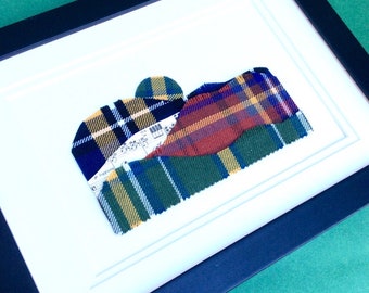 Irish Tartan Landscape Collage - County Kerry & Cork, Framed Art