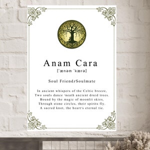 Anam Cara Celtic-Inspired Digital Wall art (PDF), affiche de parole celtique de sagesse, message spirituel, design celtique, âme sœur