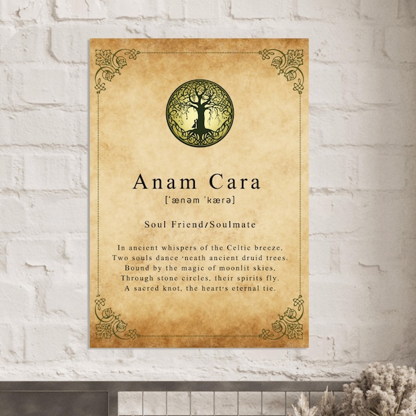 Anam Cara Celtic-Inspired Digital Wall art(PDF), Celtic word of wisdom poster, Spiritual Message, Celtic design, Soul mate, Irish wisdom