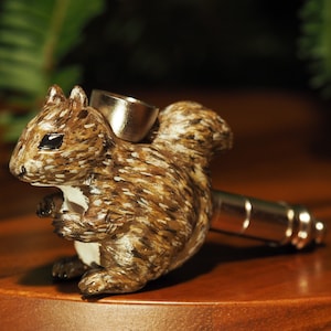 Handmade Squirrel Pipe, Cute Clay Animal Sculpture