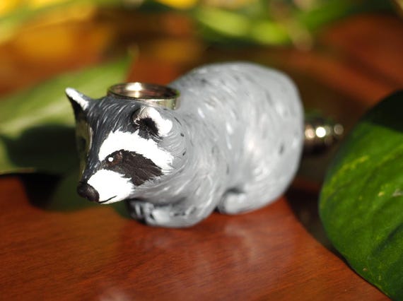 Handmade Raccoon Pipe, Super Sculpey Animal Smoking Pipe