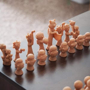 Custom Chess Set Clay Figurines Pieces Game Sculptures