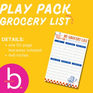 Pretend Play Grocery List Play Pack – 4x6 Notepad (50 Pages) – Imaginative Shopping Game for Kids
