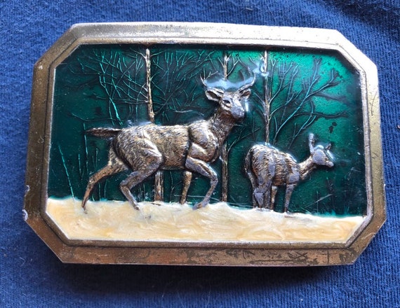 Vintage Deer Buck Outdoor Belt Buckle - image 1