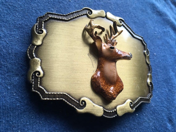 Vintage Hunter Buck Belt Buckle - image 2