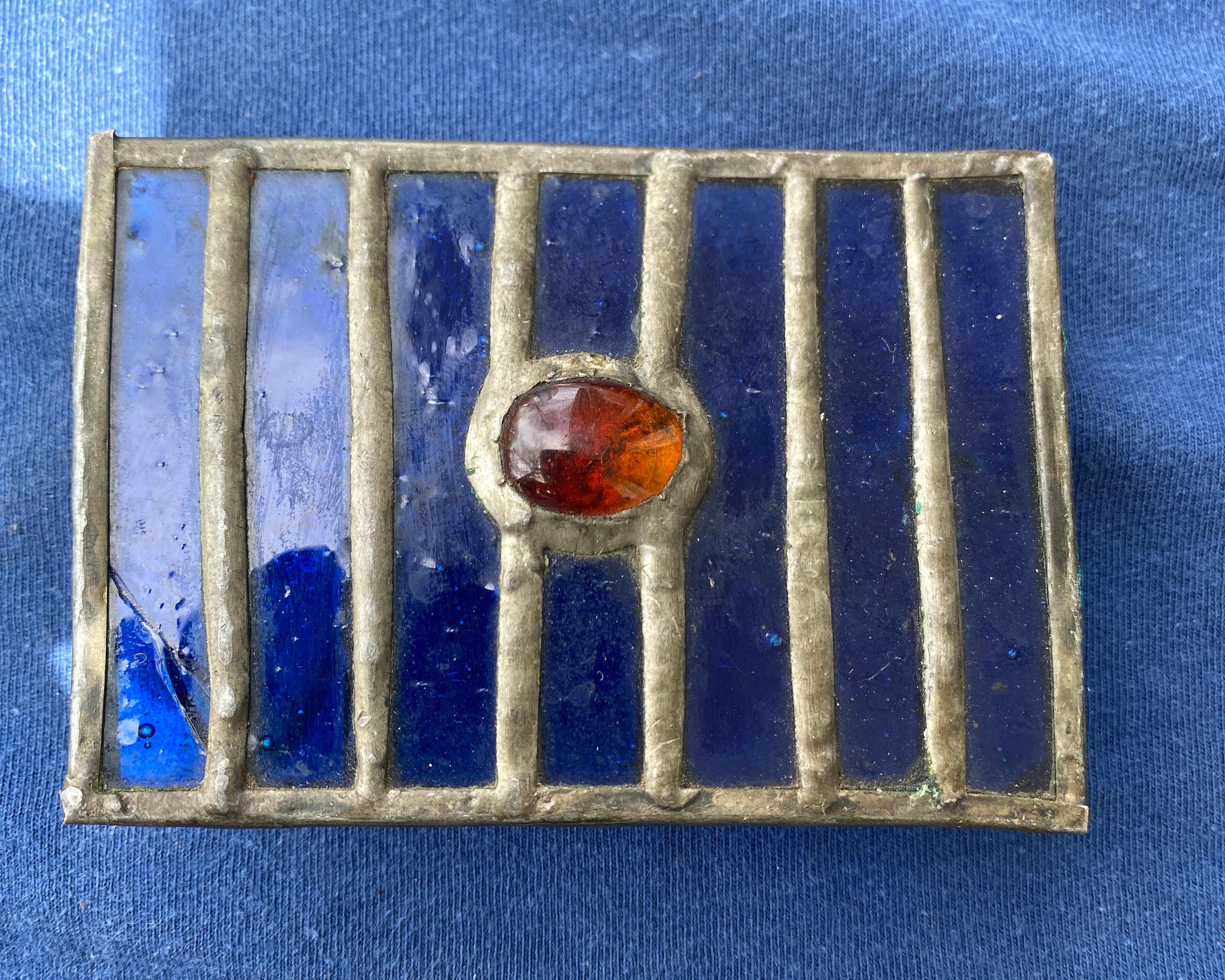 Vintage Handmade Stained Glass/ Resin Belt Buckle - Etsy display picture 1