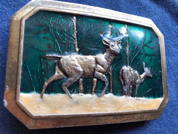 Vintage Deer Buck Outdoor Belt Buckle - image 2