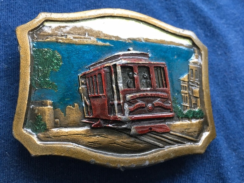 Vintage 70s San Francisco Cable Car Belt Buckle