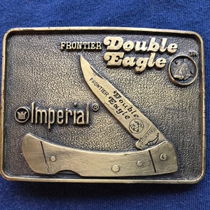 Vintage Imperial Frontier Double Eagle Pocket Knife Belt Buckle