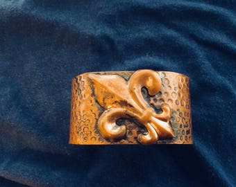 Vintage Fleur de lis Copper Bracelet