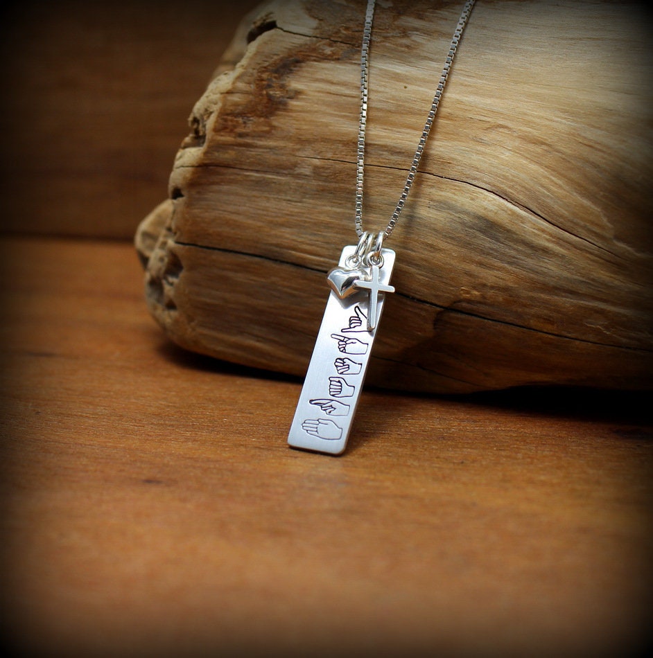 ASL necklace Sign language jewelry Personalized sign Etsy