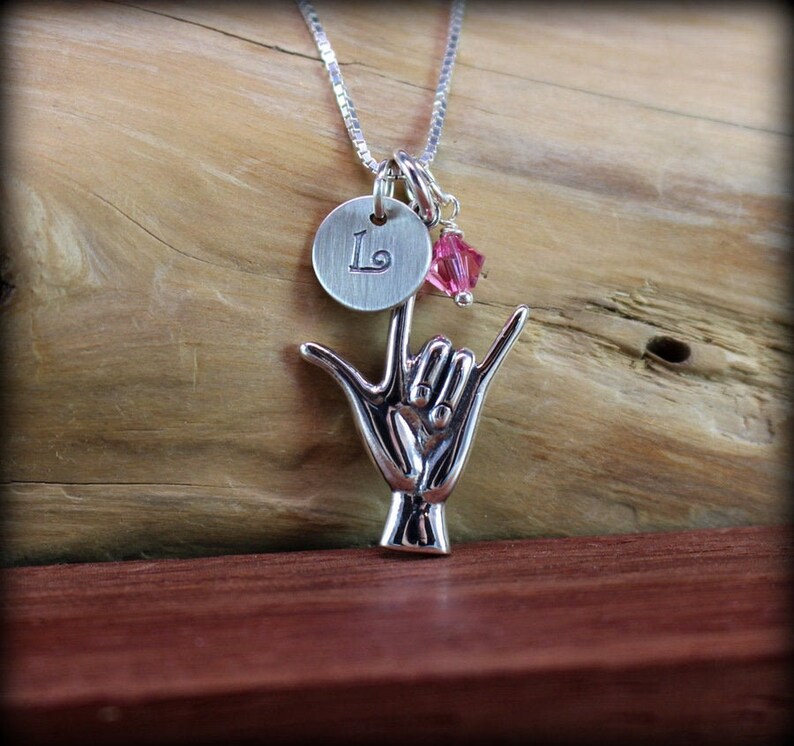 ASL necklace Sign language jewelry I love you ASL necklace Etsy