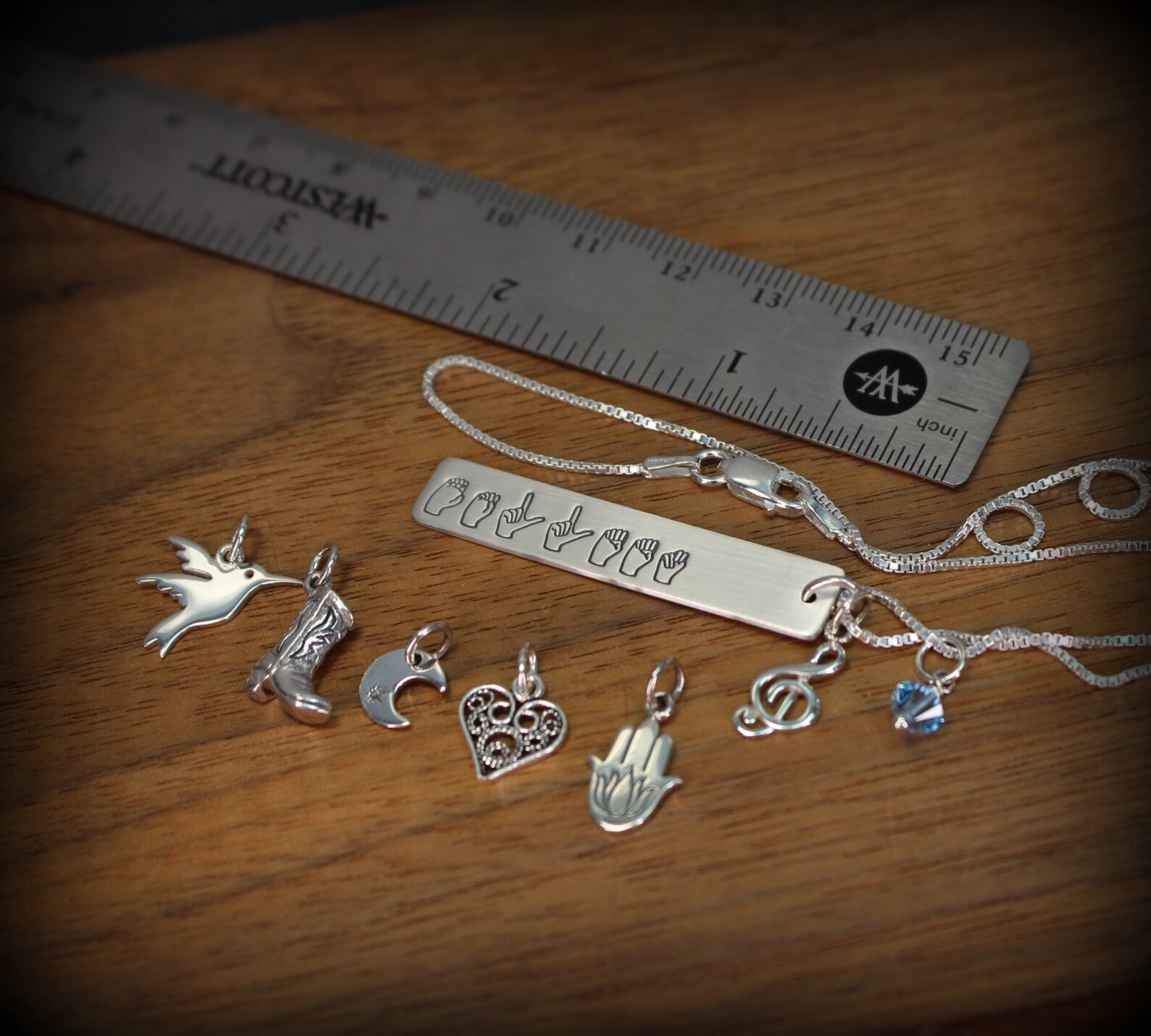 ASL Necklace Sign Language Jewelry Name ASL Necklace Charm Etsy