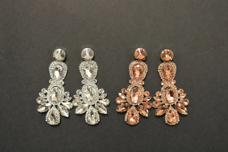 Peach Earrings Rose Gold Earrings Large Blush Navette Etsy