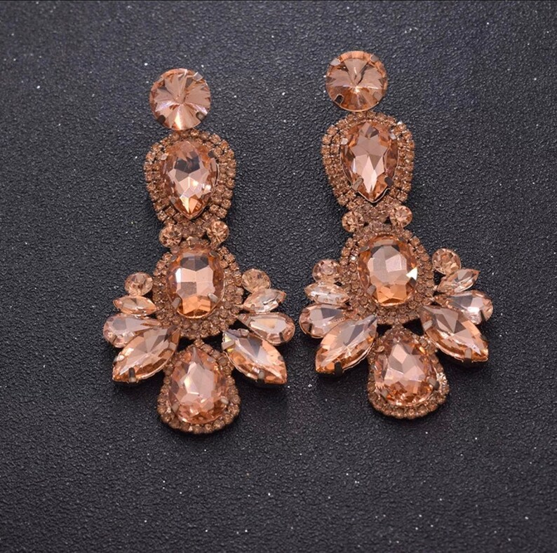 Peach Earrings Rose Gold Earrings Large Blush Navette Etsy