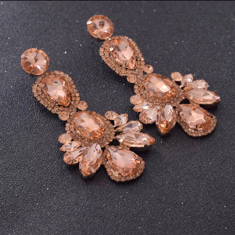 Peach Earrings Rose Gold Earrings Large Blush Navette Etsy