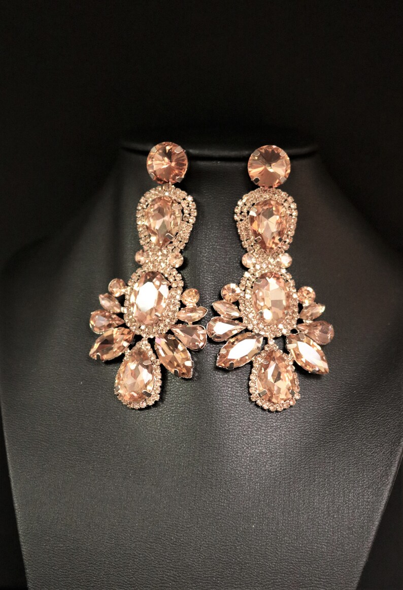 Peach Earrings Rose Gold Earrings Large Blush Navette Etsy