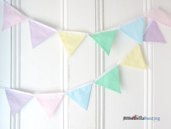 Pastel Rainbow Fabric Bunting Gelato Nursery Decor Baby Etsy