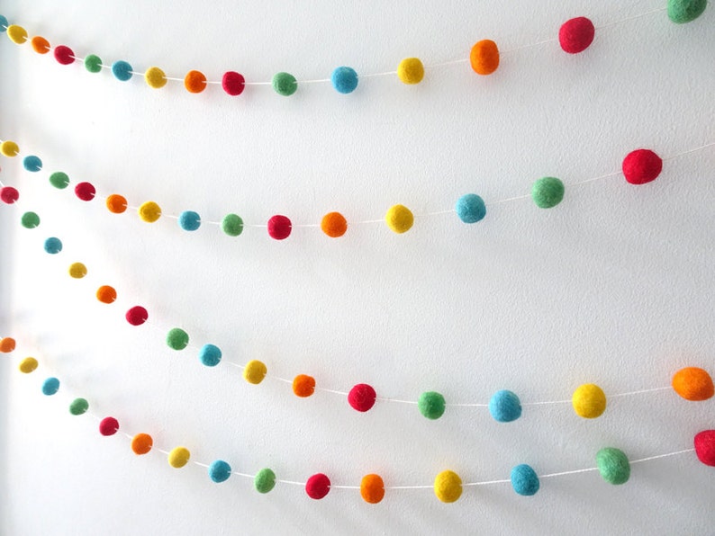 Felt Ball Garland Bunting Banner Party Birthday Decoration Pom Pom Length 2m