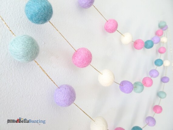 Pom Pom Garland Magical Unicorn Party Decorations Pink Etsy