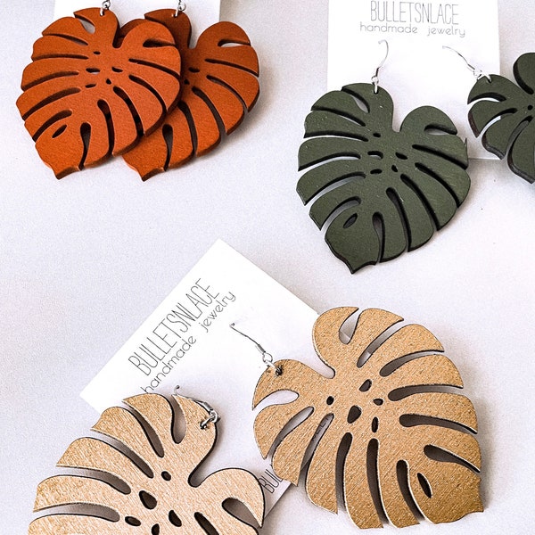 Monstera Earrings - Etsy