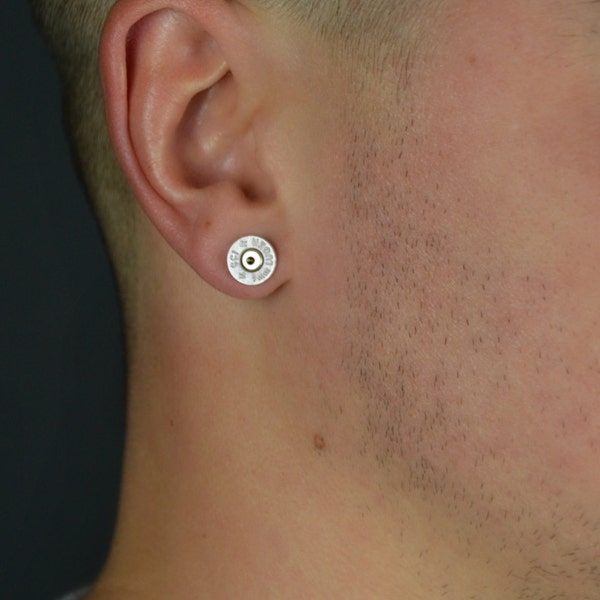Bullet earrings, Mens earrings, bullet, stud earrings