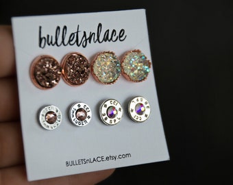 Earring Pack, Bullet Earrings, Bullet Jewelry, Druzy, Studs, Hypoallergenic