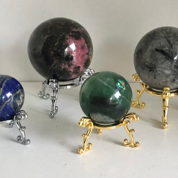 Silver or Gold Sphere Stands Crystals Crystal Display Altar Witchy Decor