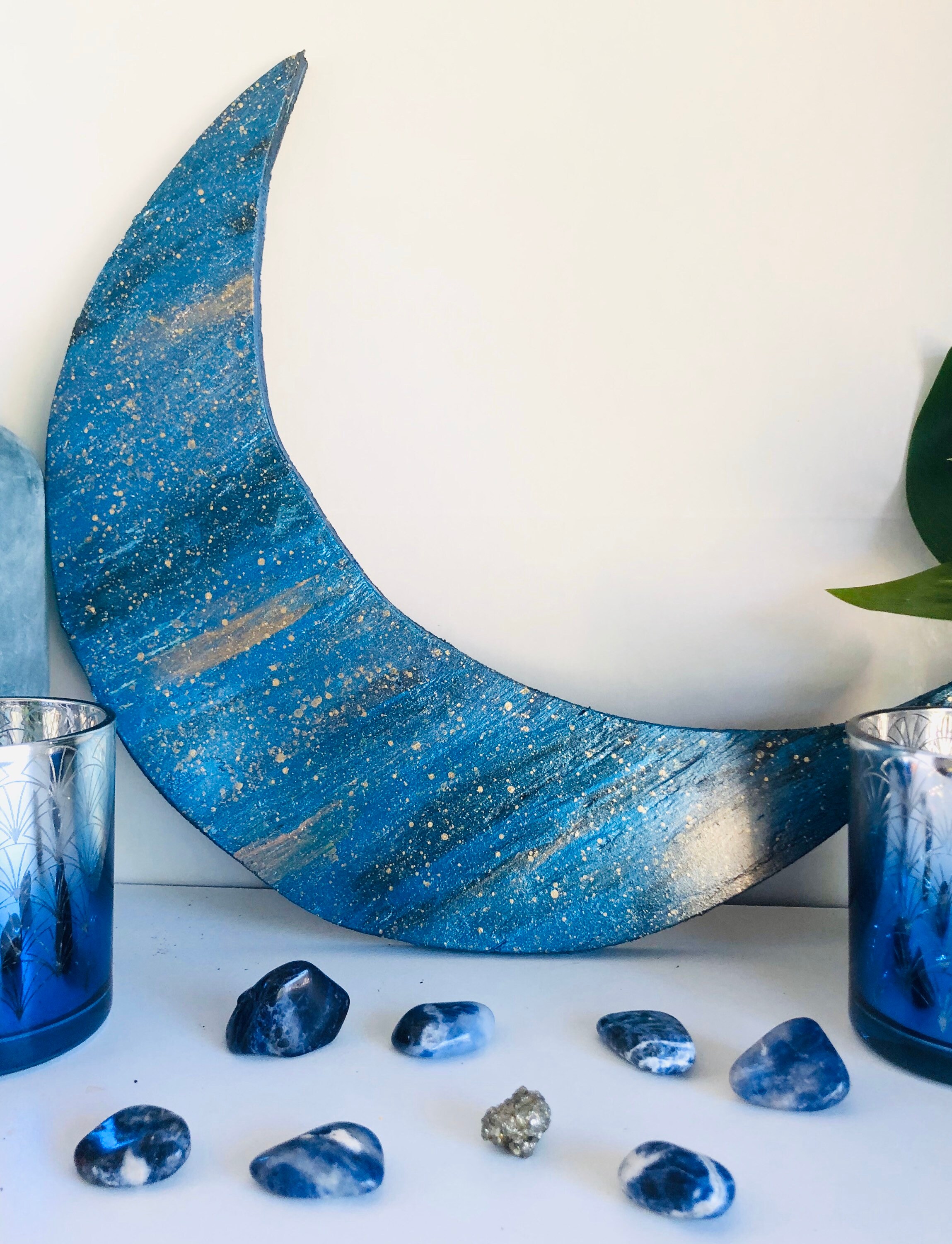 Wood Crescent Moon Wall Art Galaxy Lunar Nursery Celestial Etsy