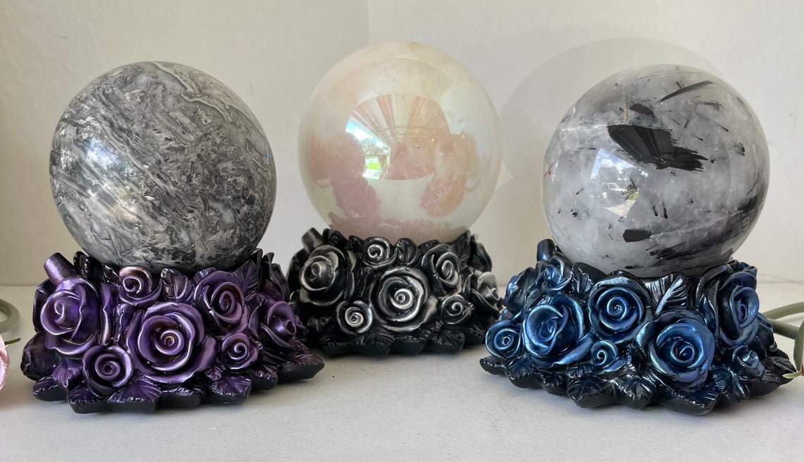 Rose Sphere Stand Crystals Crystal Decor Sphere Holder Witchy Etsy Israel
