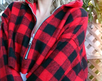 flannel half zip pullover